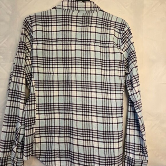 Under Armour Y2K Blue/Purple Plaid Pearl Snap Button Down Flannel Top Size L - Picture 2 of 14